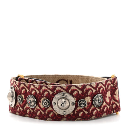 Christian Dior Oblique Studded Shoulder Strap Burgundy 2 of 4
