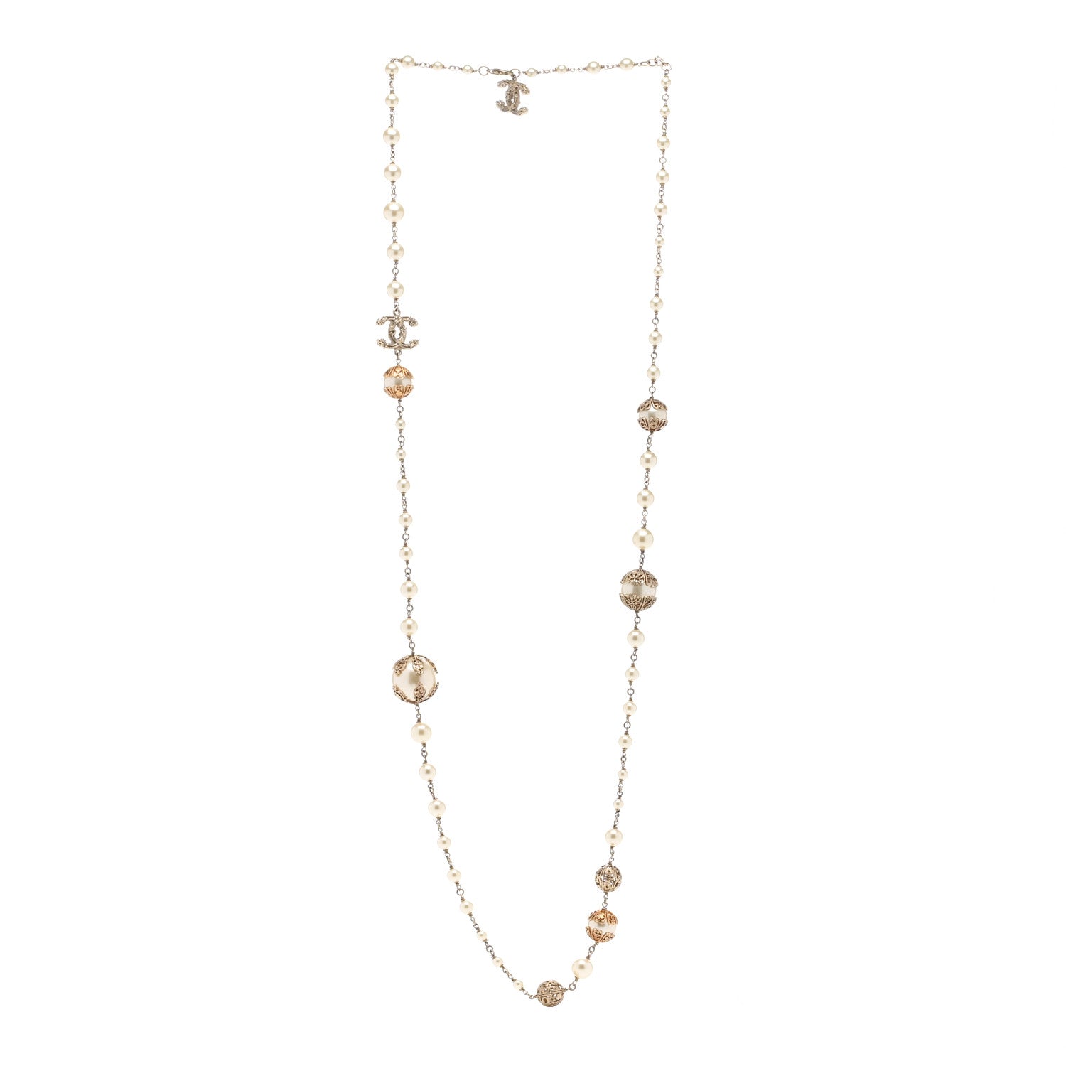 Chanel Pearl Symbols CC Necklace Gold 3 of 5