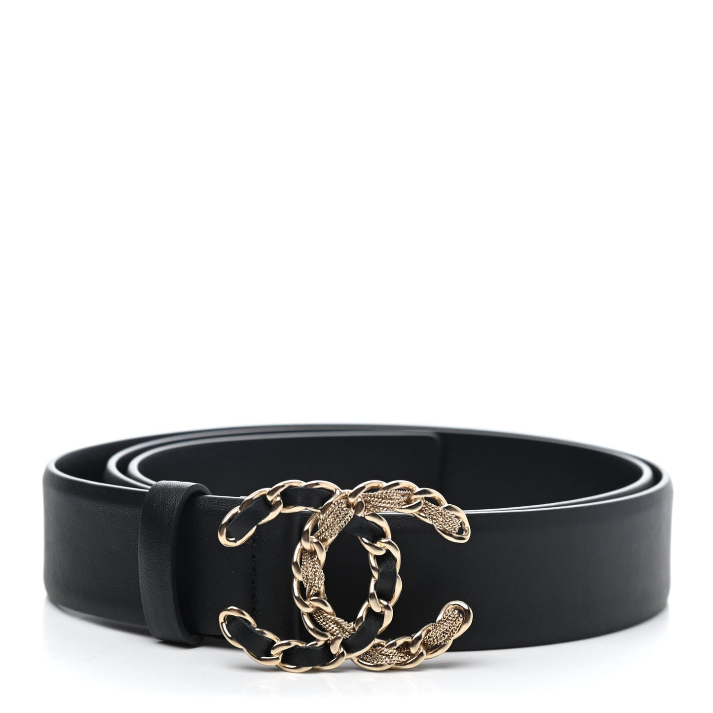Calfskin CC Chain Belt 90 36 Black