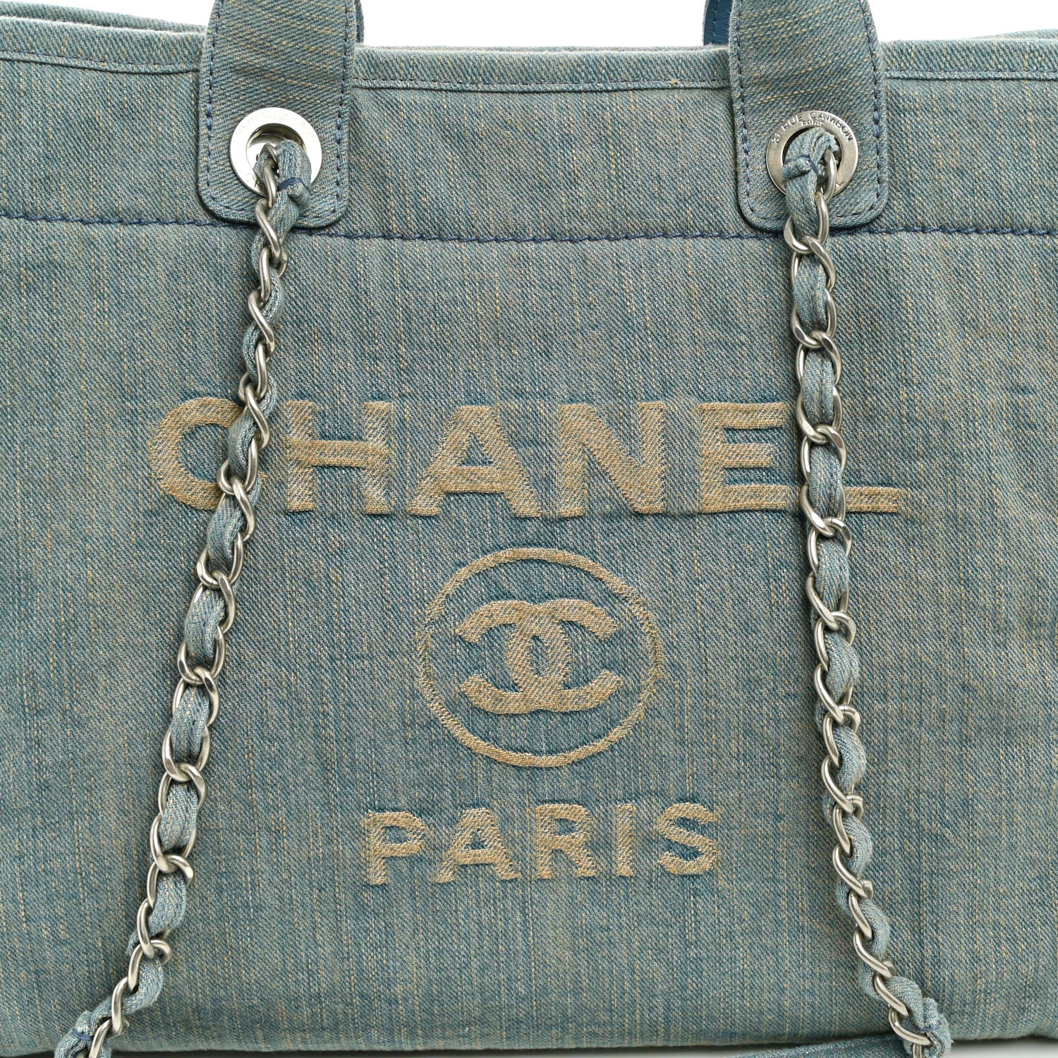 Chanel Denim Medium Deauville Tote Light Blue 9 of 11