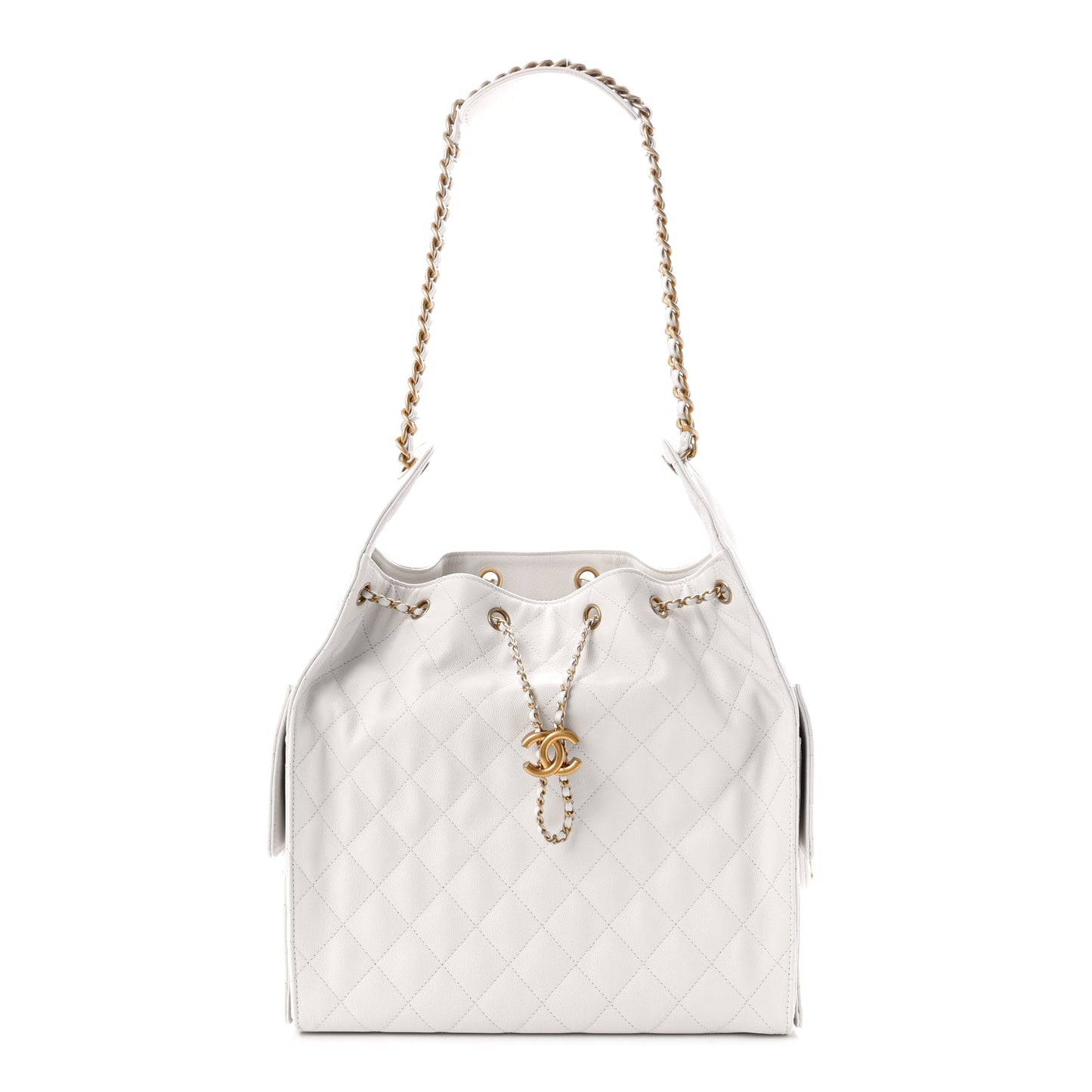 Caviar Quilted Medium Chanel 25 Handbag White