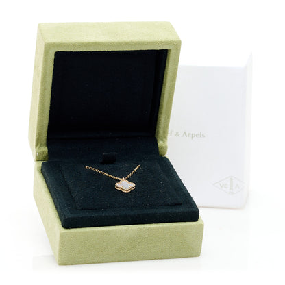 Van Cleef & Arpels 18K Yellow Gold Mother of Pearl Sweet Alhambra Pendant Necklace 6 of 6