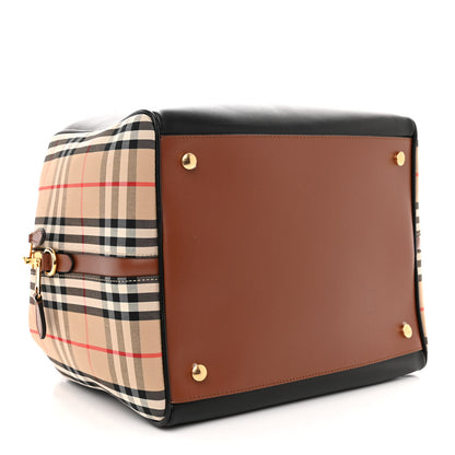 Burberry Smooth Calfskin House Check Medium Cube Bowling Bag Archive Beige 4 of 12
