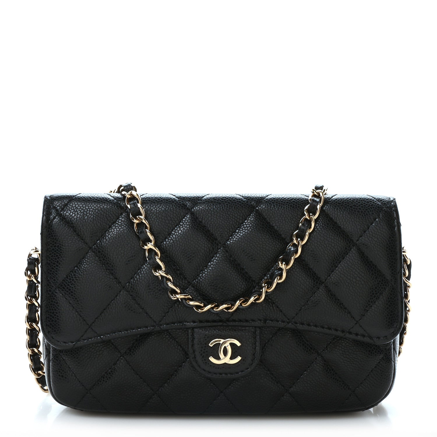 Chanel Caviar Quilted Flap Phone Holder With Chain Black 1 of 11