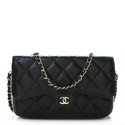 Chanel Caviar Quilted Flap Phone Holder With Chain Black 1 of 11