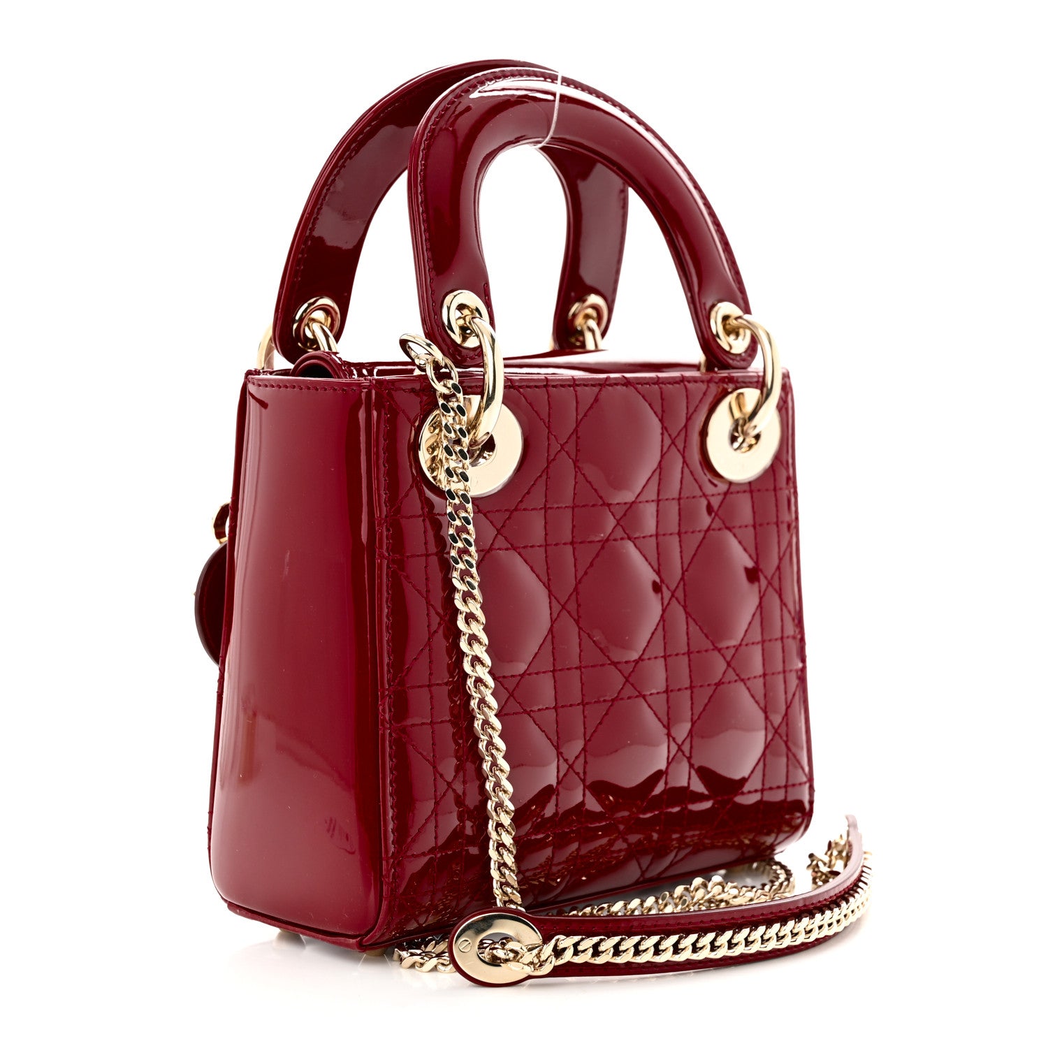 Christian Dior Patent Cannage Mini Lady Dior Red 3 of 10