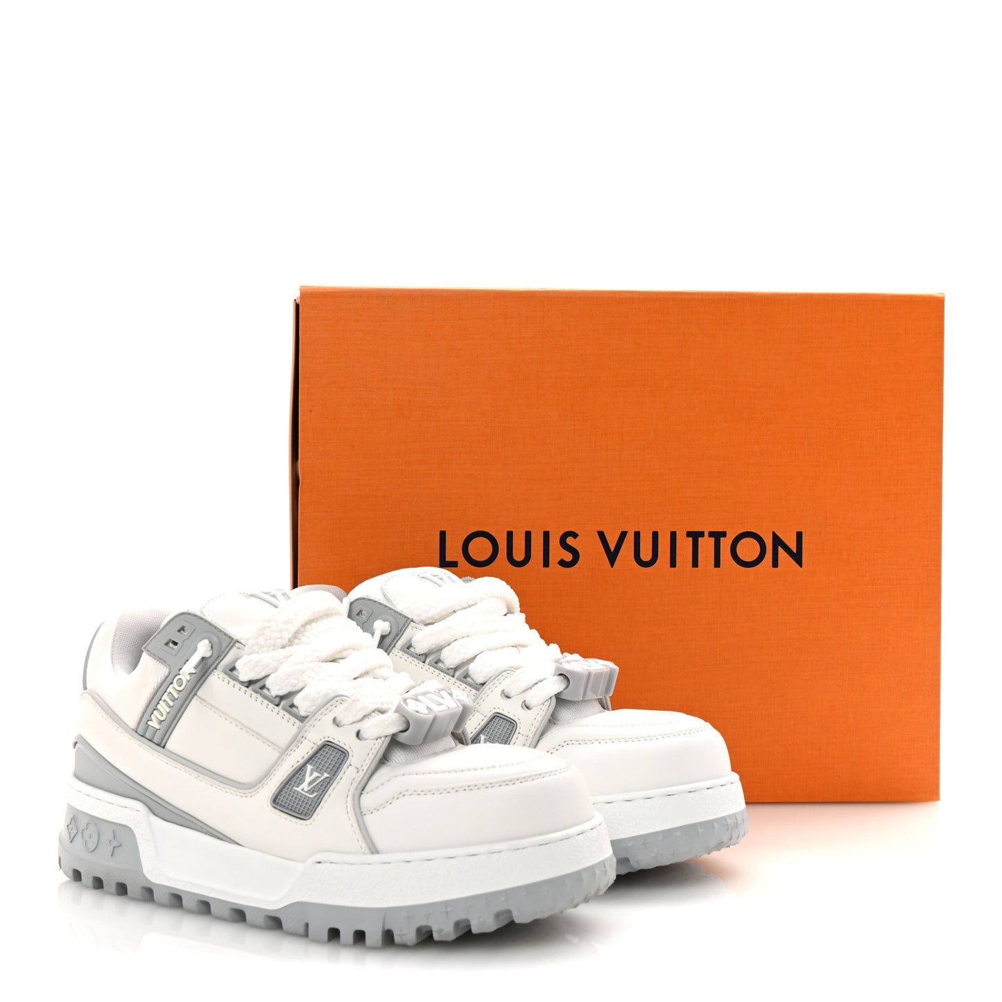 Calfskin Womens LV Trainer Maxi Sneakers 38 Gris