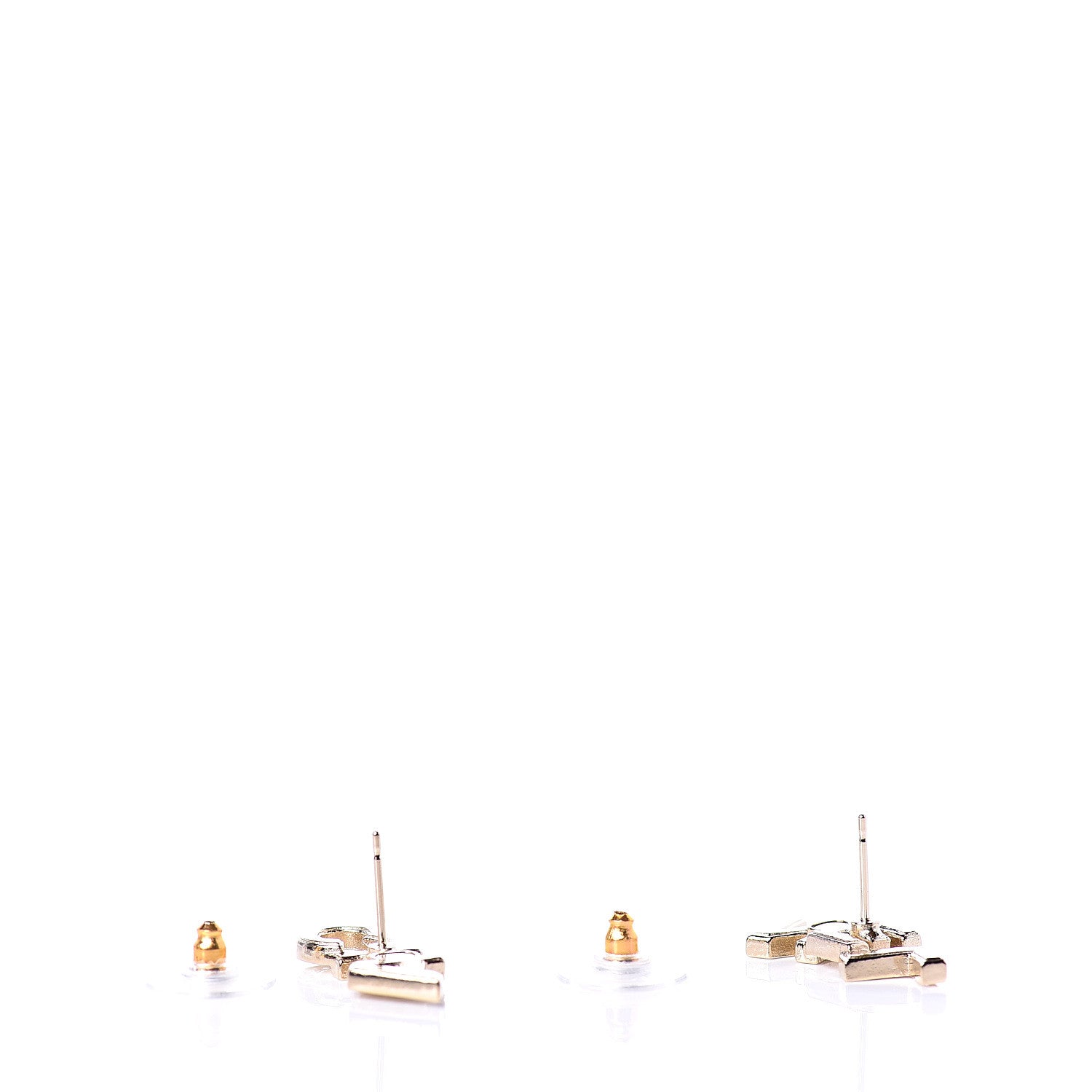 Chanel Crystal Pearl Signature Stud Earrings Gold 3 of 5