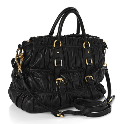 Prada Nappa Gaufre Buckle Shoulder Bag Black 2 of 9