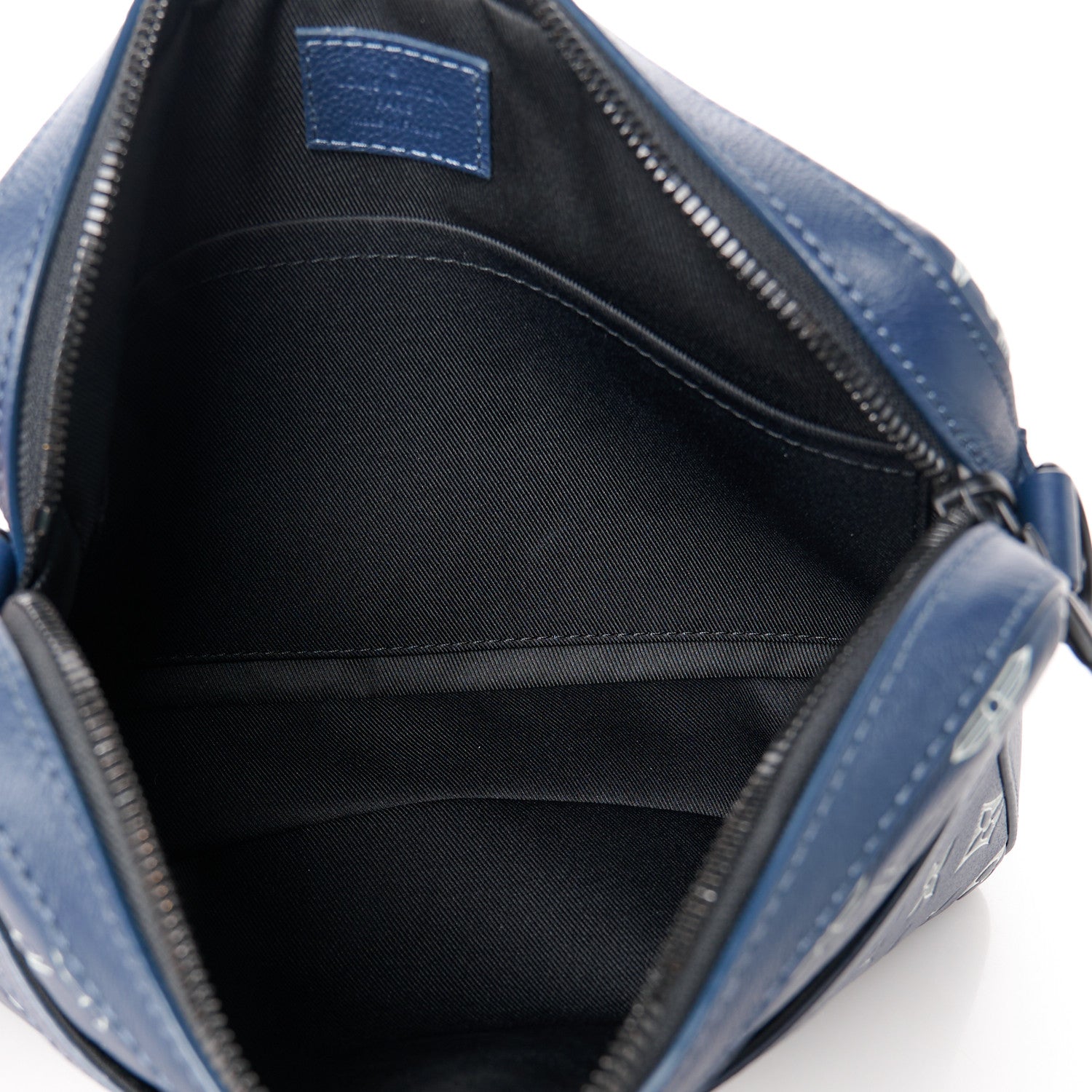 Louis Vuitton Calfskin Monogram Shadow Trio Messenger Navy White 5 of 12