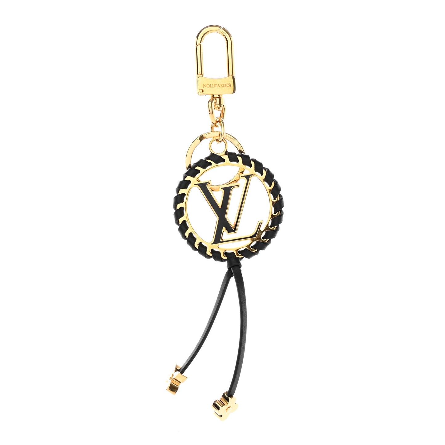 Metal Lambskin Enamel Very Bag Charm Key Holder Black