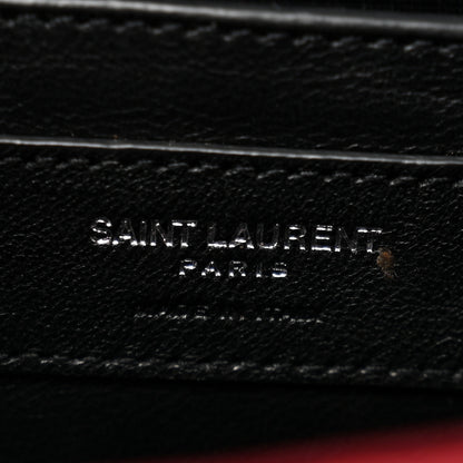 Saint Laurent Grain De Poudre Textured Mixed Matelasse Triquilt Medium Monogram Satchel New Red 6 of 14