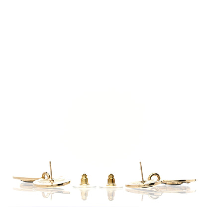 Chanel Enamel CC Disc Drop Earrings Gold Black 4 of 5