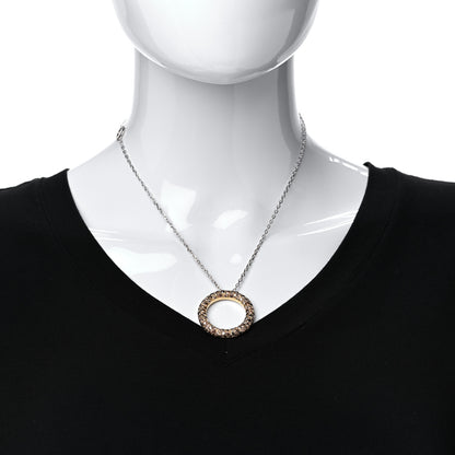 Roberto Coin 18K Yellow White Gold Brown Diamond Circle Pendant Necklace 2 of 4