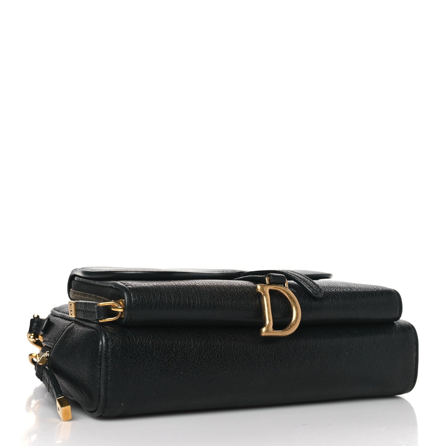 Goatskin Double Saddle Pouch Black