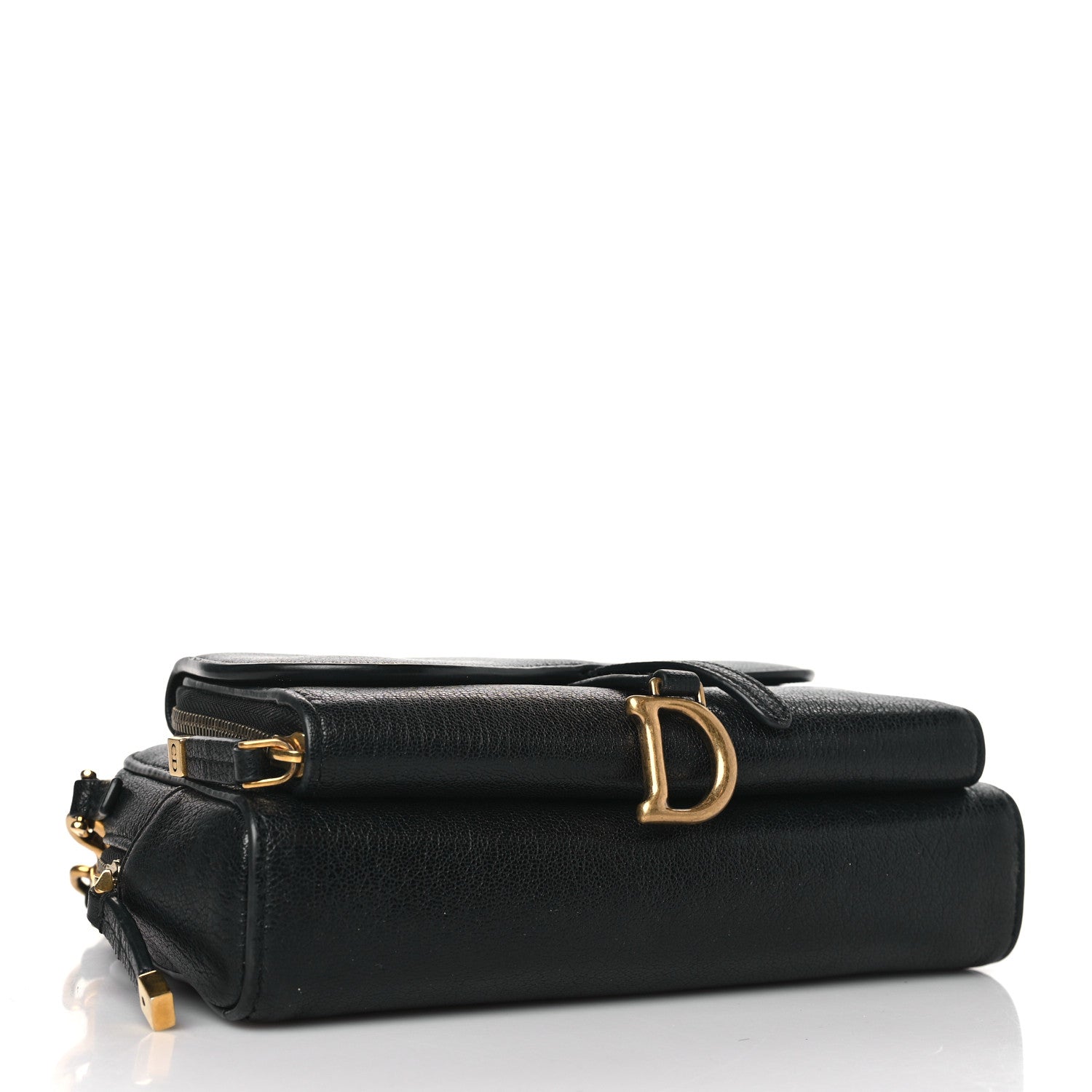 Christian Dior Goatskin Double Saddle Pouch Black 4 of 8