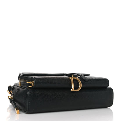Christian Dior Goatskin Double Saddle Pouch Black 4 of 8