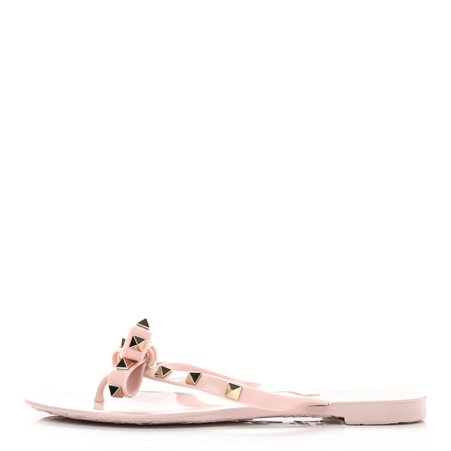 Valentino Garavani PVC Jelly Rockstud Bow Thong Sandals 36 Water Rose 1 of 7