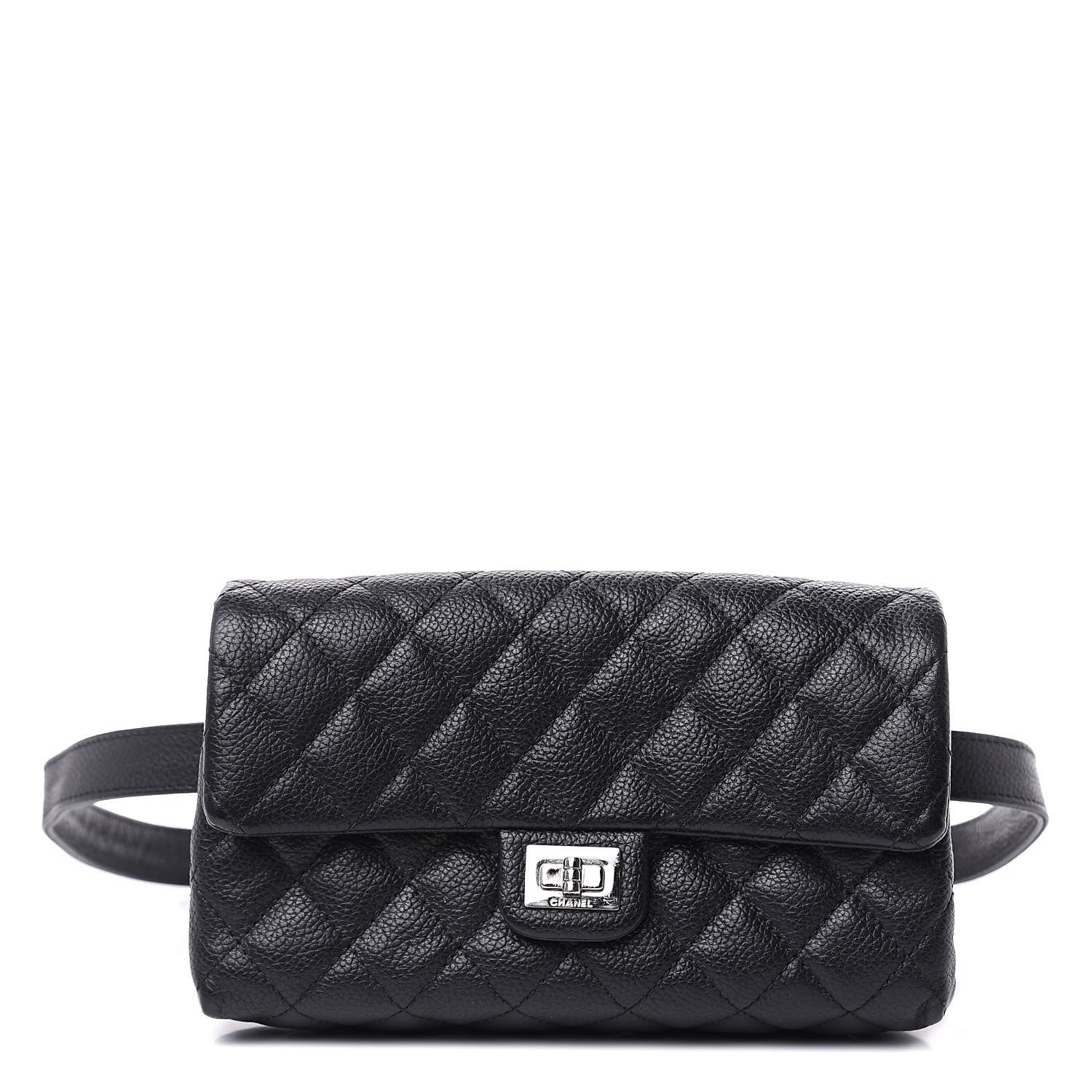 Chanel Grained Calfskin Quilted 2.55 Reissue Flap Belt Bag Clutch Black 1 of 9