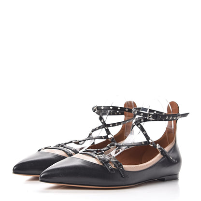 Valentino Garavani Nappa Love Latch Cage Ballet Flats 39 Black Poudre 4 of 9