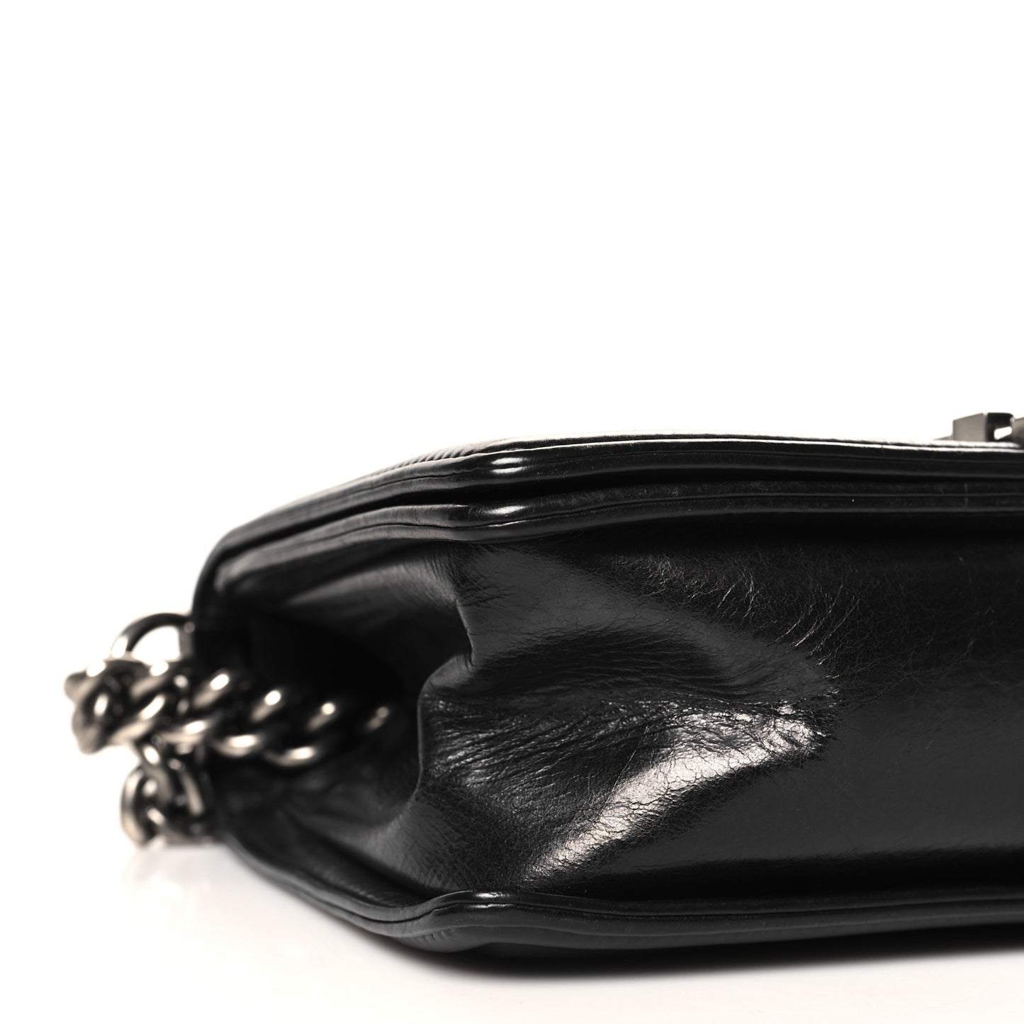 Calfskin Double Stitch Medium Boy Flap Black