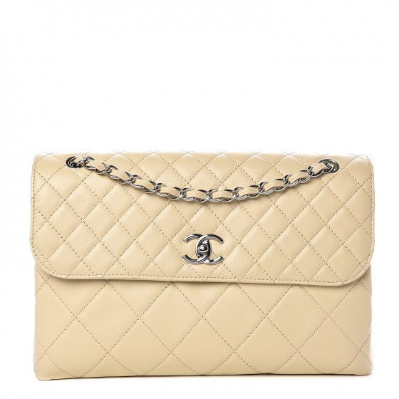 Calfskin Quilted In the Business Flap Bag Beige Clair
