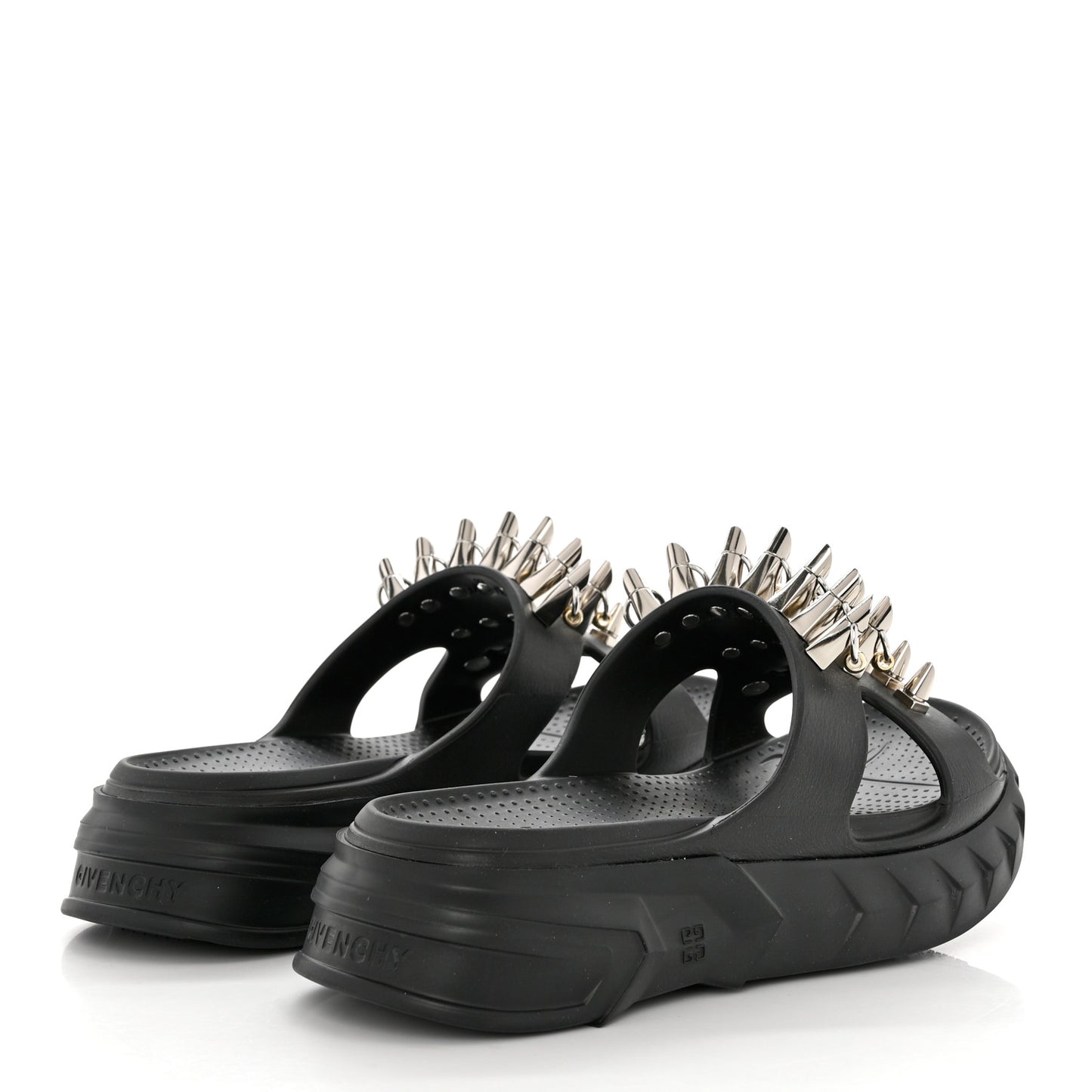 Calfskin Rubber Marshmallow Studs Strap Sandals 37 Black