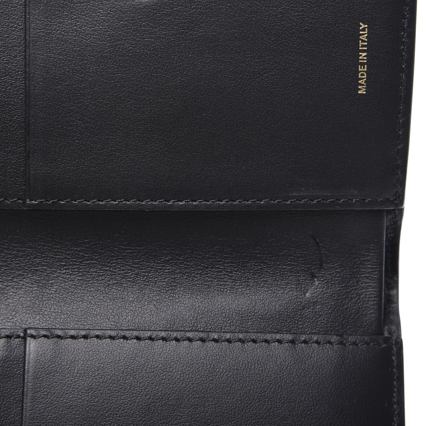 Calfskin Embossed Monogram Tri-Fold Compact Wallet Black