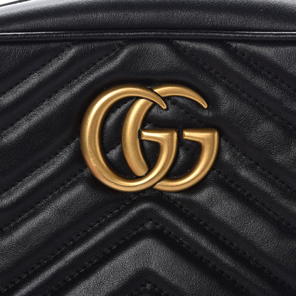 Gucci Calfskin Matelasse Small GG Marmont Chain Shoulder Bag Black 8 of 10