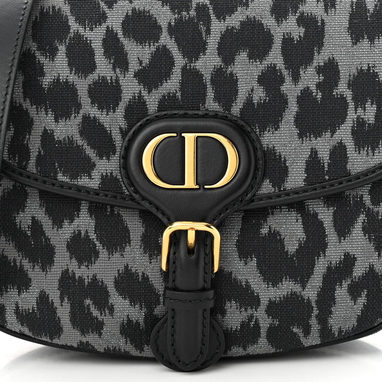 Christian Dior Canvas Mizza Embroidered Medium Bobby Flap Grey Black 7 of 9