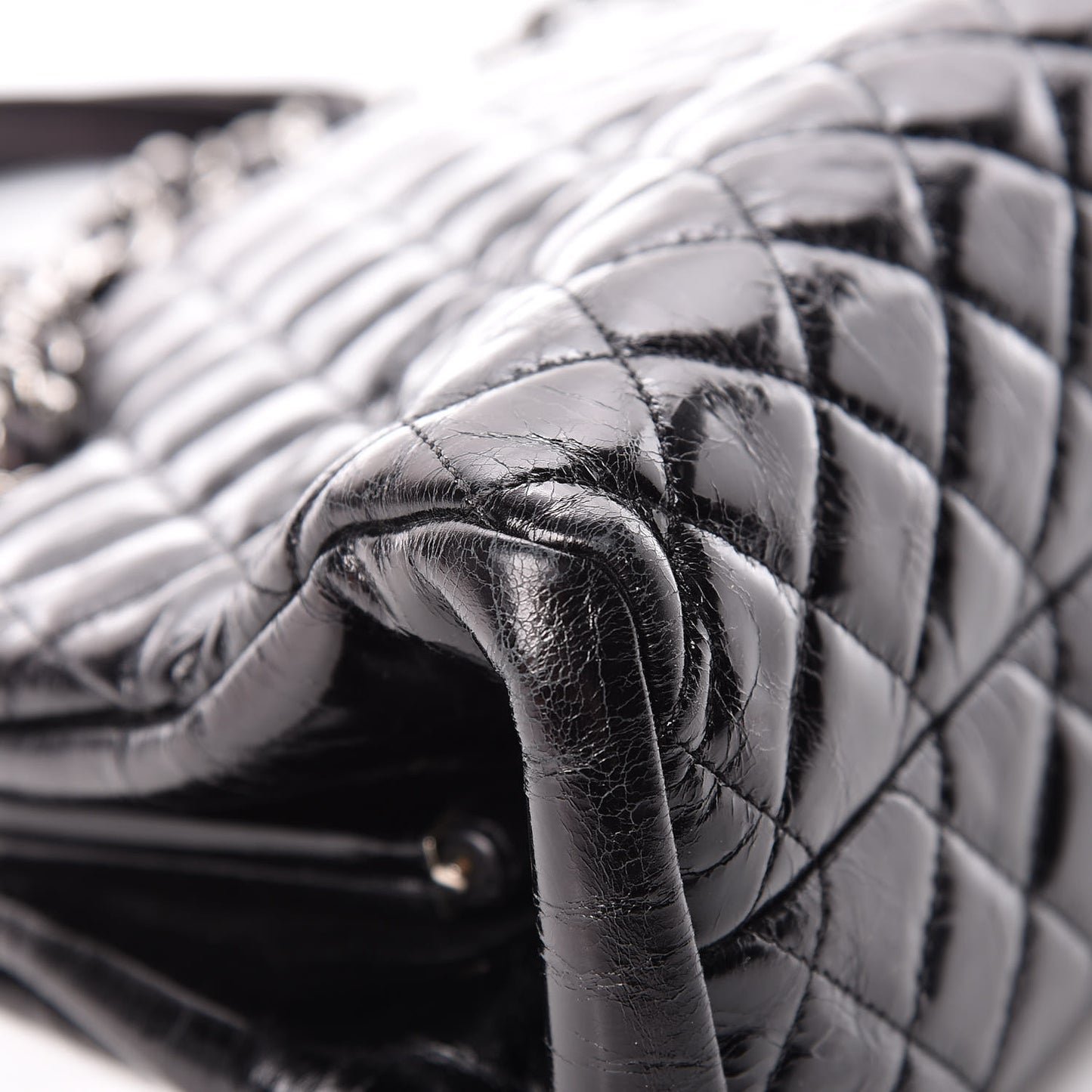 Glazed Calfskin Quilted Medium Just Mademoiselle Black
