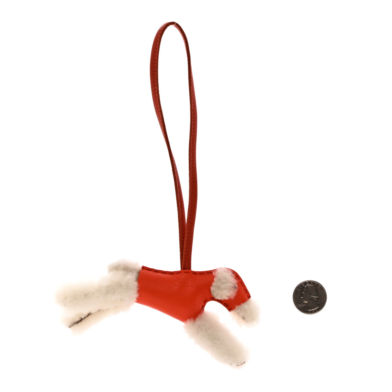 Hermes Milo Lambskin Shearling Budy Charm Orange Poppy 2 of 6