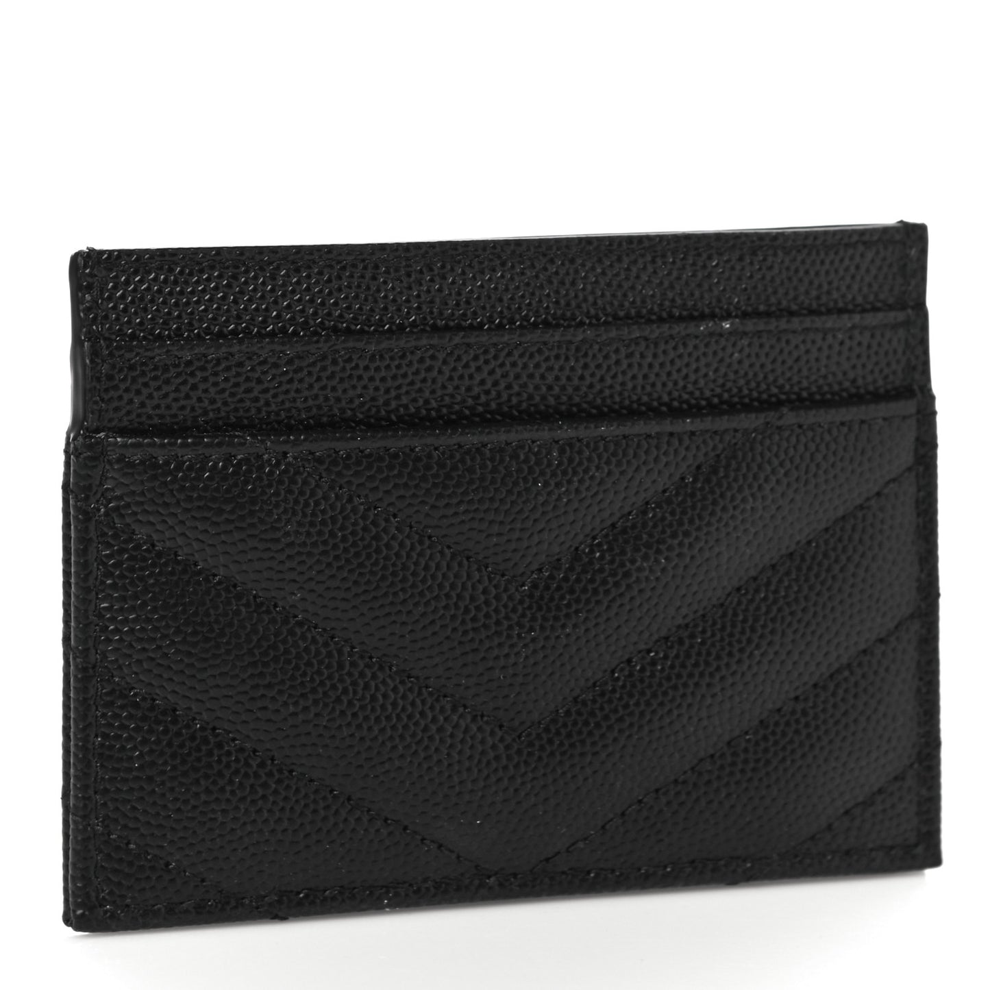 Grain De Poudre Matelasse Chevron Monogram Credit Card Case Black