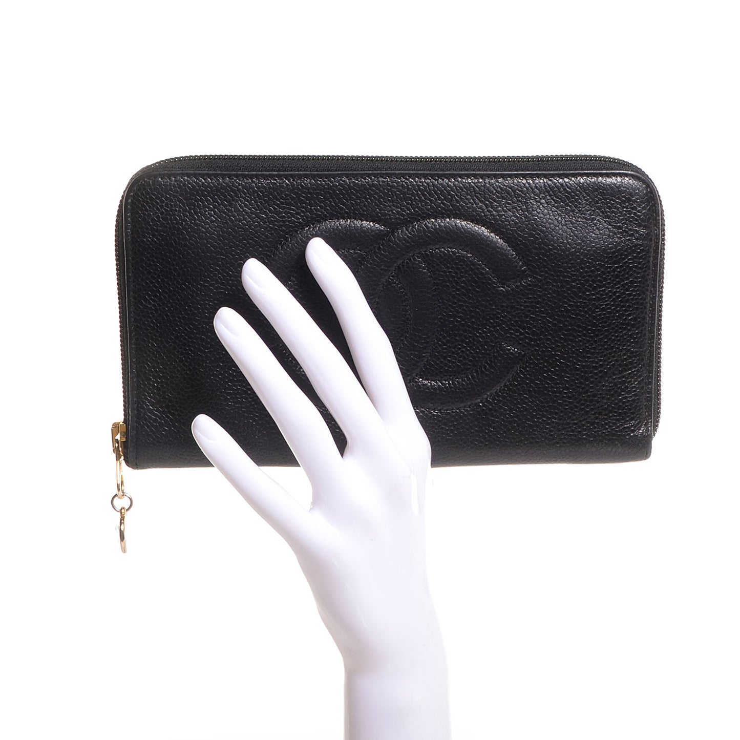 Caviar Large Timeless CC Zip Around Wallet Black