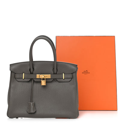 Hermes Taurillon Clemence Birkin 30 Etain 12 of 12