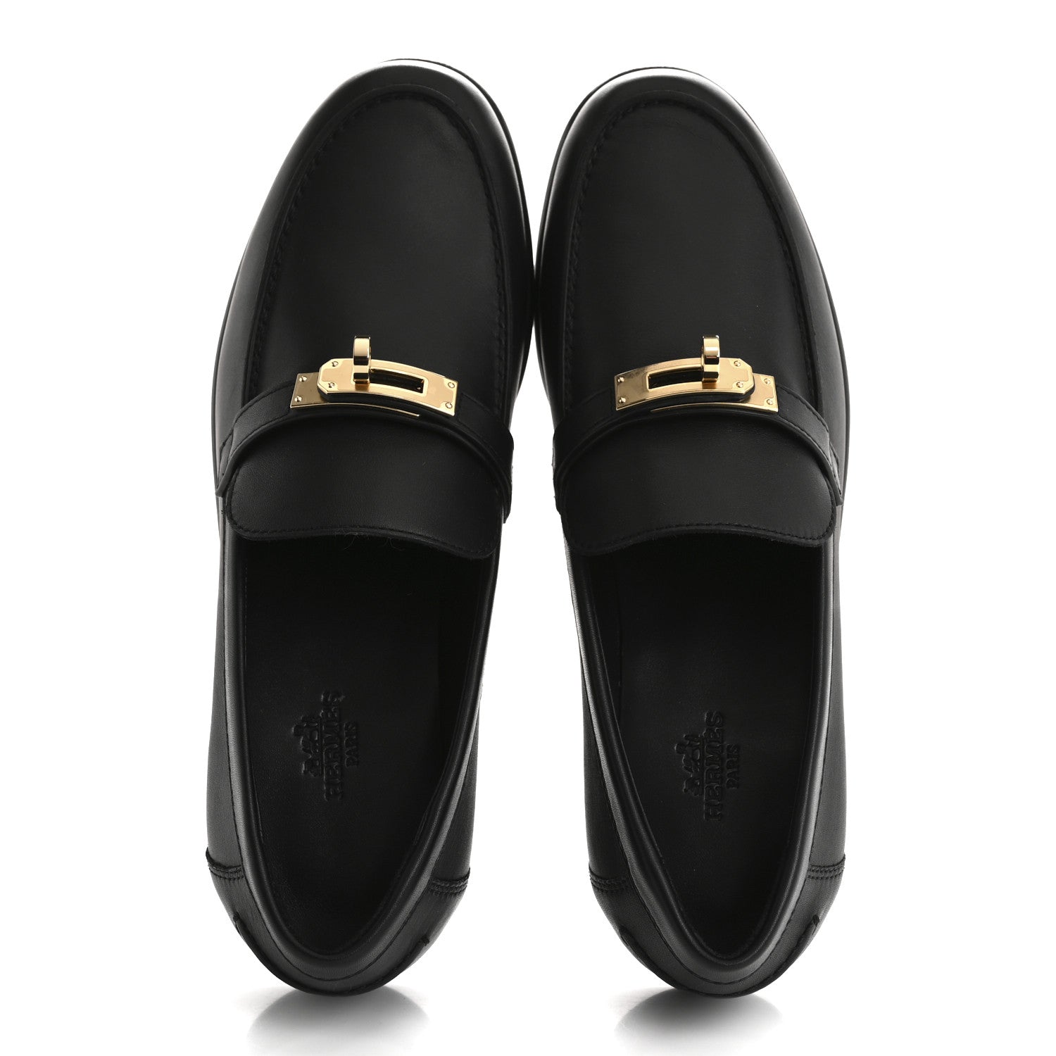 Hermes Calfskin Womens Destin Loafer 38 Black 2 of 10