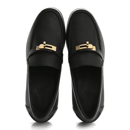 Hermes Calfskin Womens Destin Loafer 38 Black 2 of 10