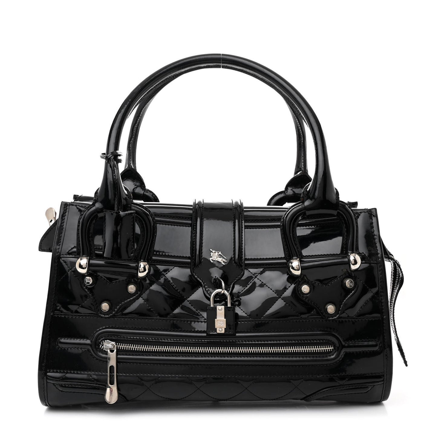 Patent Quilted Large Manor Tote  Black