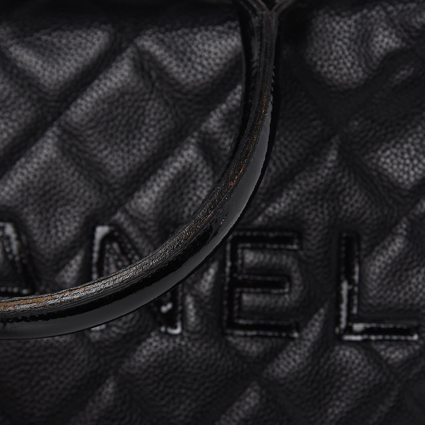 Caviar Patent Quilted Large Bowler Black