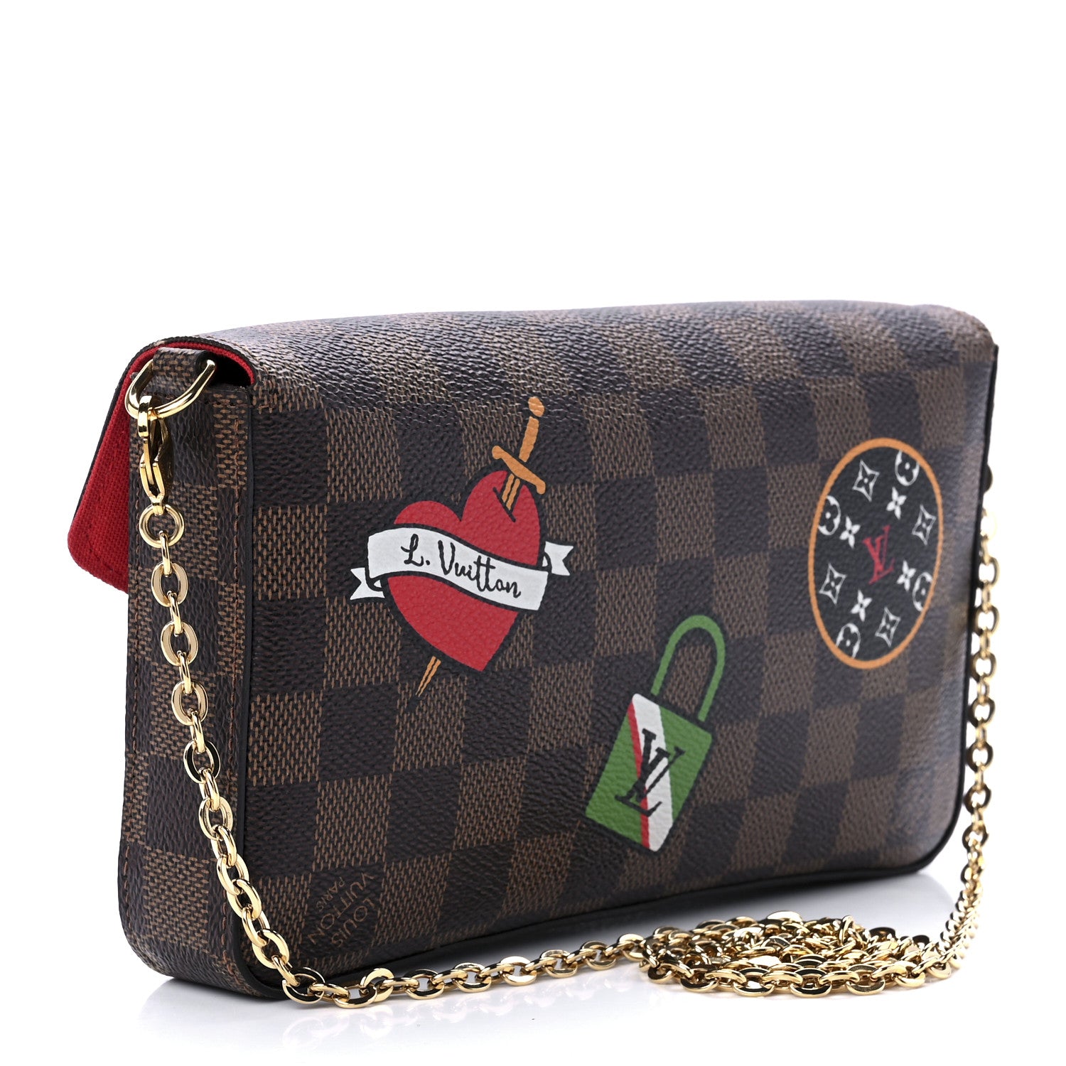 Louis Vuitton Damier Ebene LV Stories Pochette Felicie Chain Wallet 4 of 15