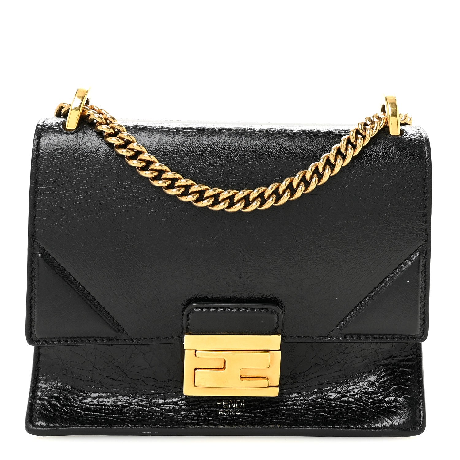 Fendi Agnello Old Shine Small Kan U Shoulder Bag Black 1 of 9