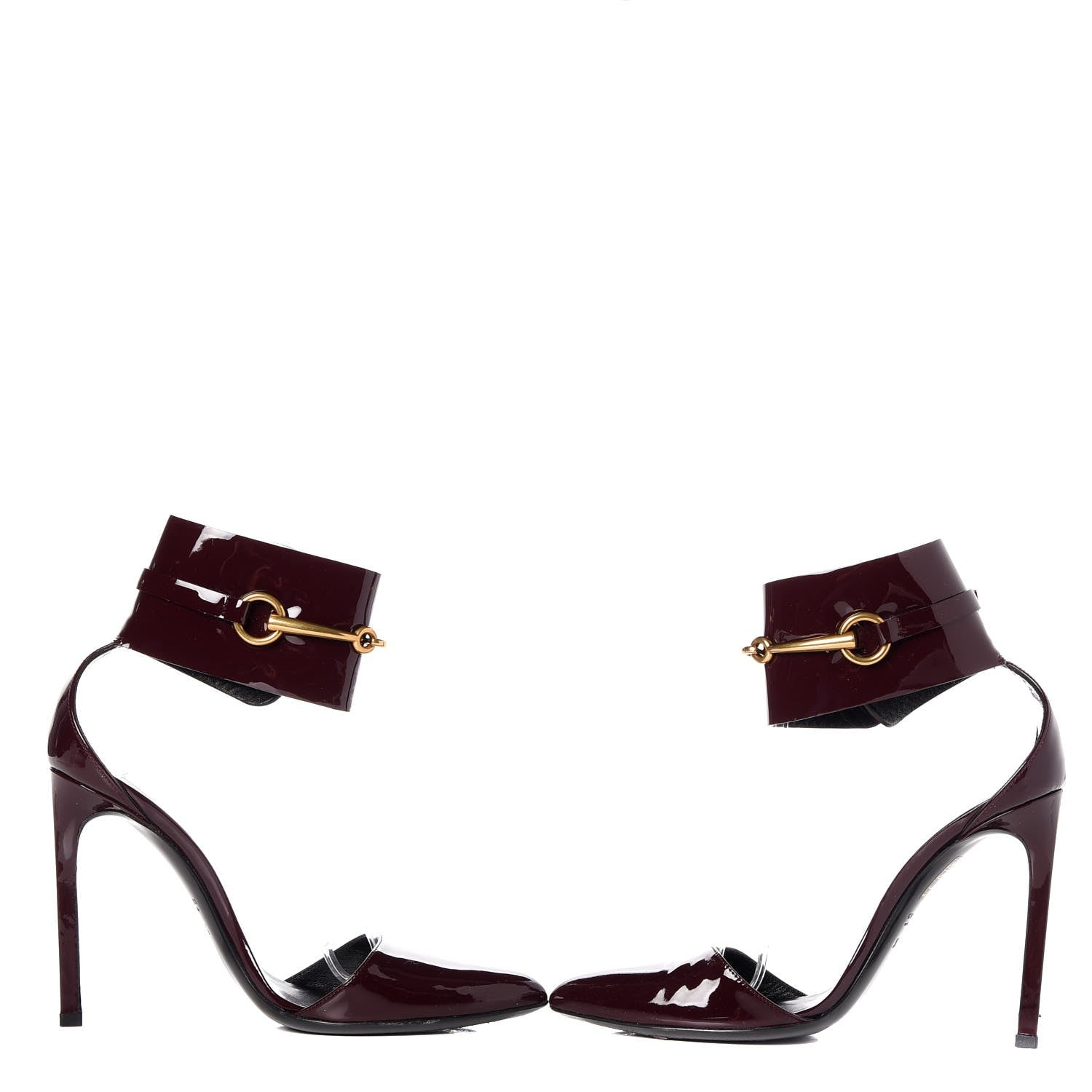 Gucci Vernice Crystal Ursula Ankle Strap Pumps 36.5 Classic Burgundy 5 of 14