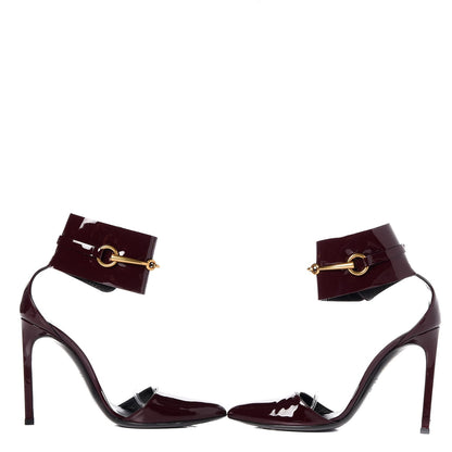 Gucci Vernice Crystal Ursula Ankle Strap Pumps 36.5 Classic Burgundy 5 of 14