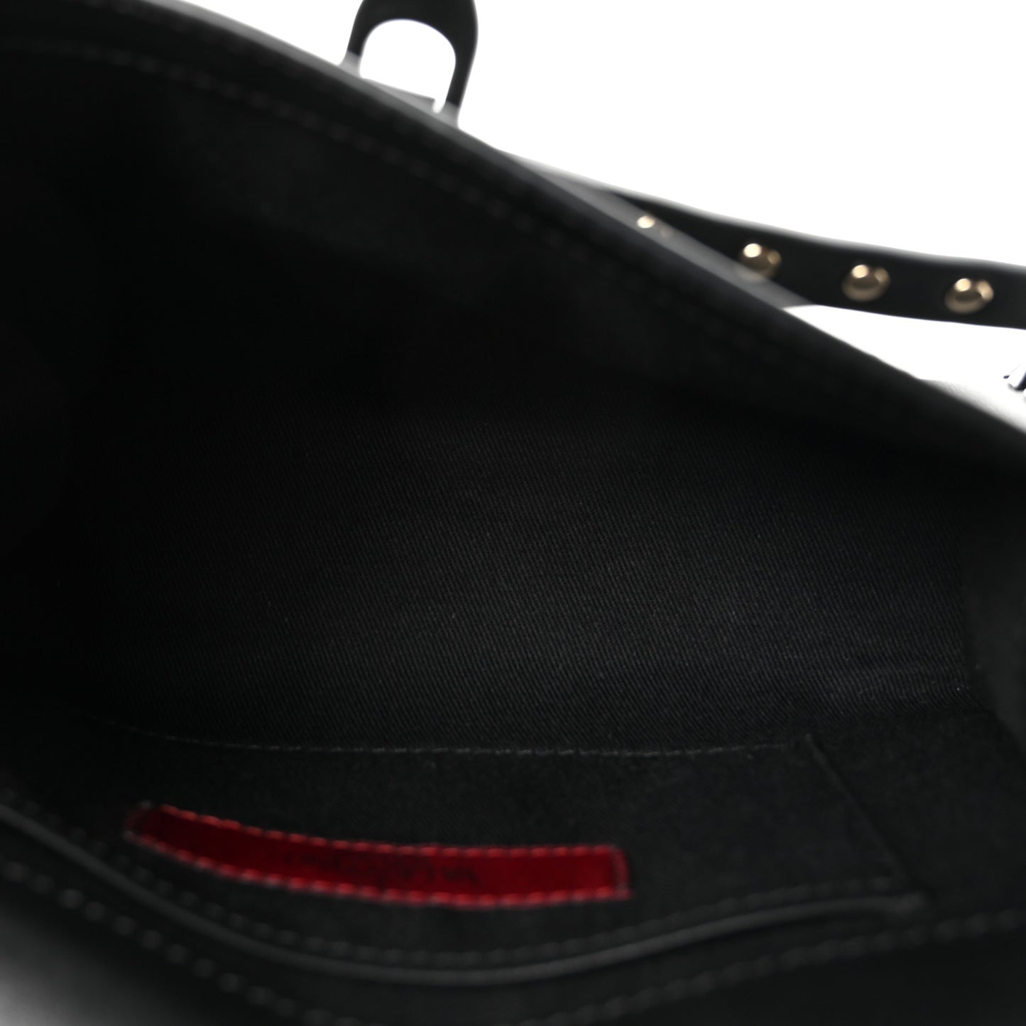 Vitello Monochrome Medium Rockstud Flip Lock Crossbody Bag Black