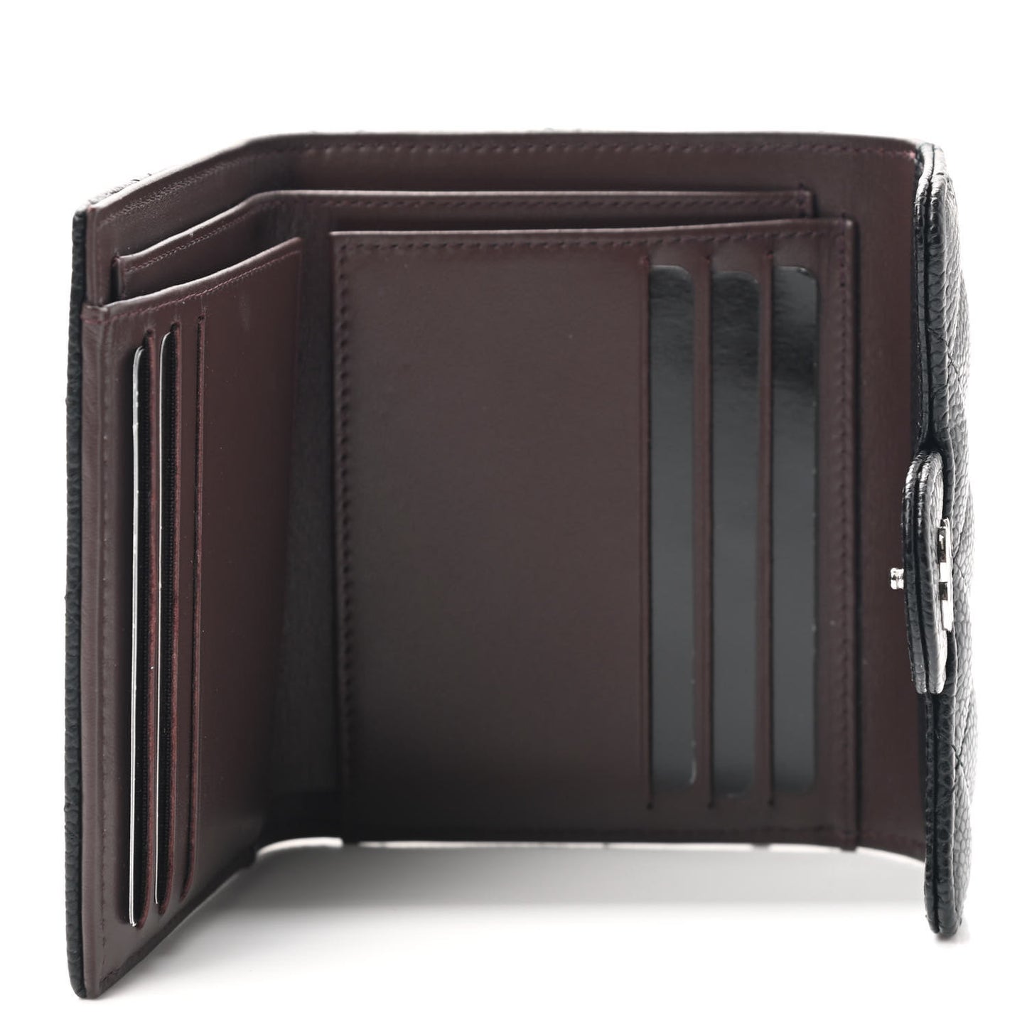 Caviar Quilted Compact Flap Wallet Black