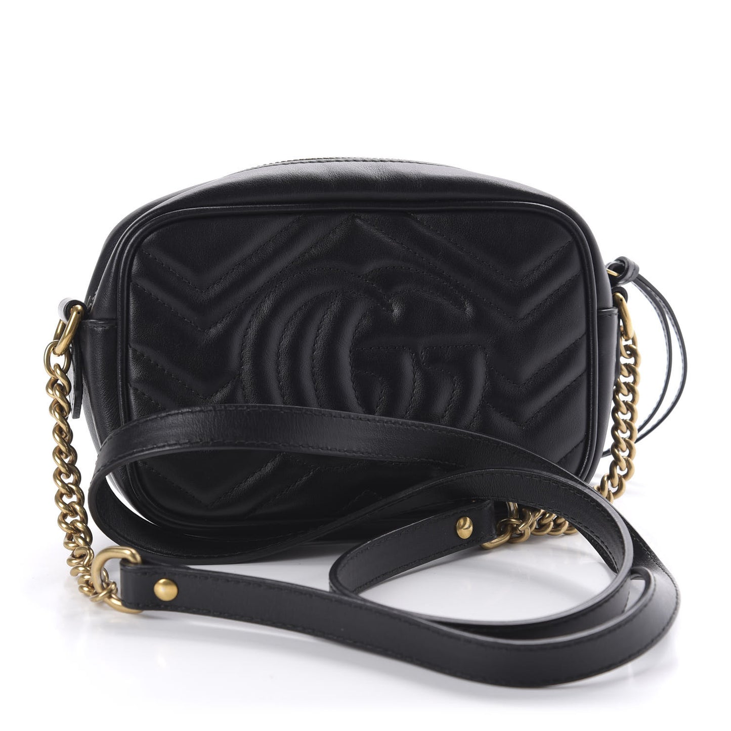 Calfskin Matelasse Mini GG Marmont Chain Shoulder Bag Black