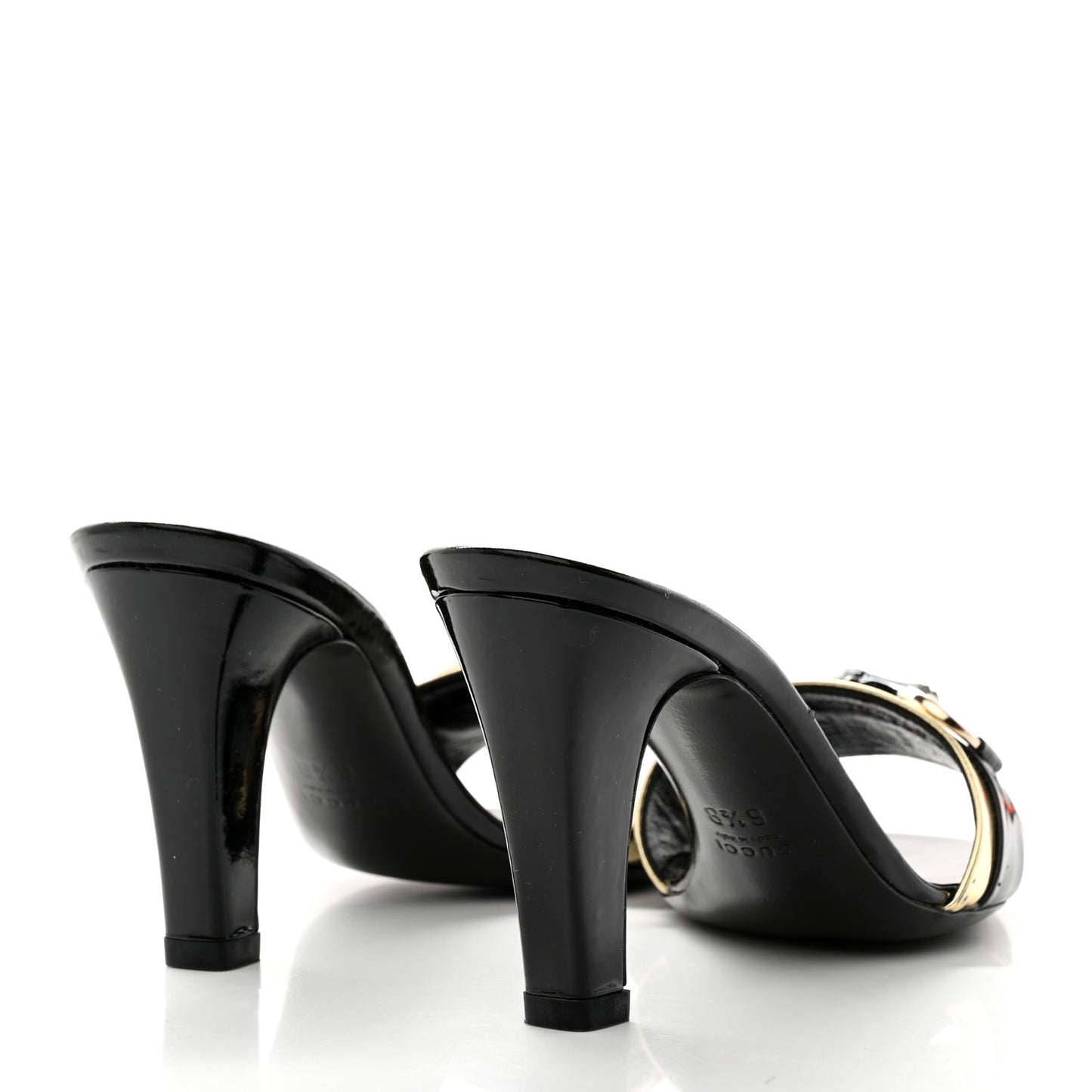 Metallic Calfskin Horsebit Sandal Pumps 6.5 Black Gold