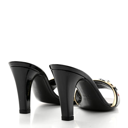 Gucci Metallic Calfskin Horsebit Sandal Pumps 6.5 Black Gold 4 of 8