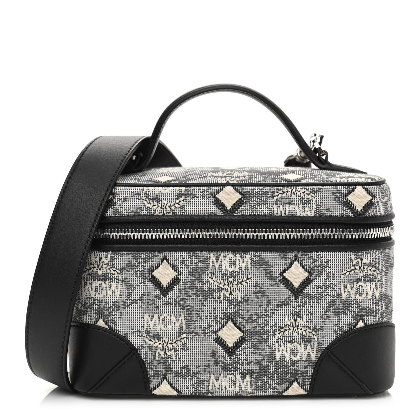 Vintage Jacquard Monogram Rockstar Small Vanity Crossbody Bag Grey