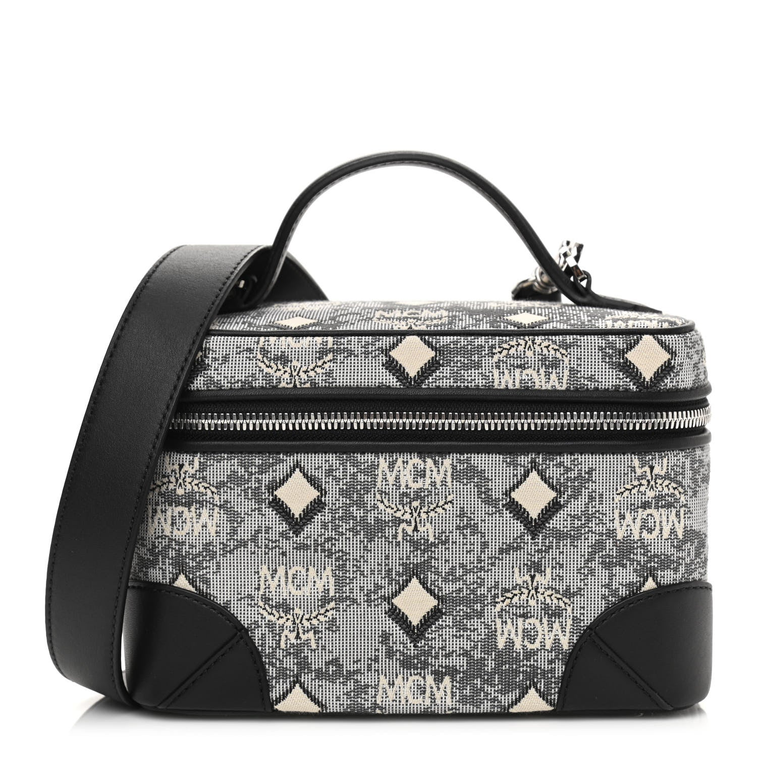 MCM Vintage Jacquard Monogram Rockstar Small Vanity Crossbody Bag Grey 1 of 9